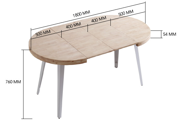 MESA COMEDOR REDONDA EXTENSIBLE BERG 100 – 140 – 180 CM ROBLE - Arteveta