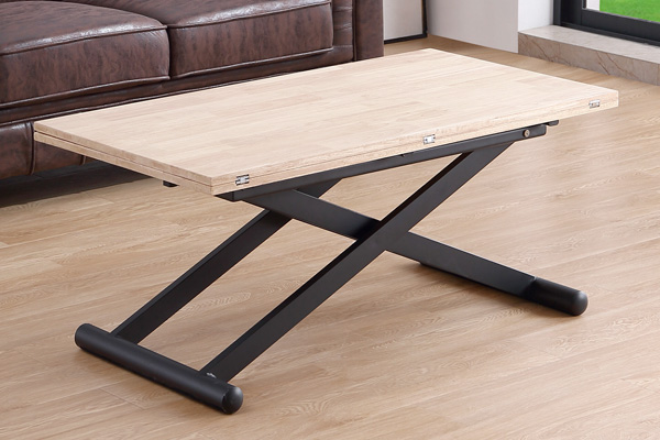 Mesa centro elevable y extensible natural roble nordish / negro.