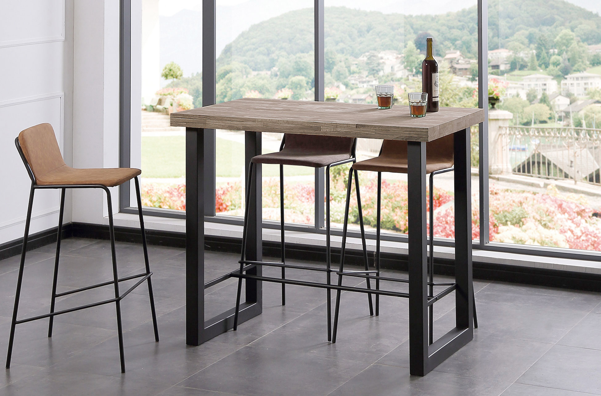 MESA ALTA LOFT 120 x 70 CM ROBLE AMERICAN / NEGRO.