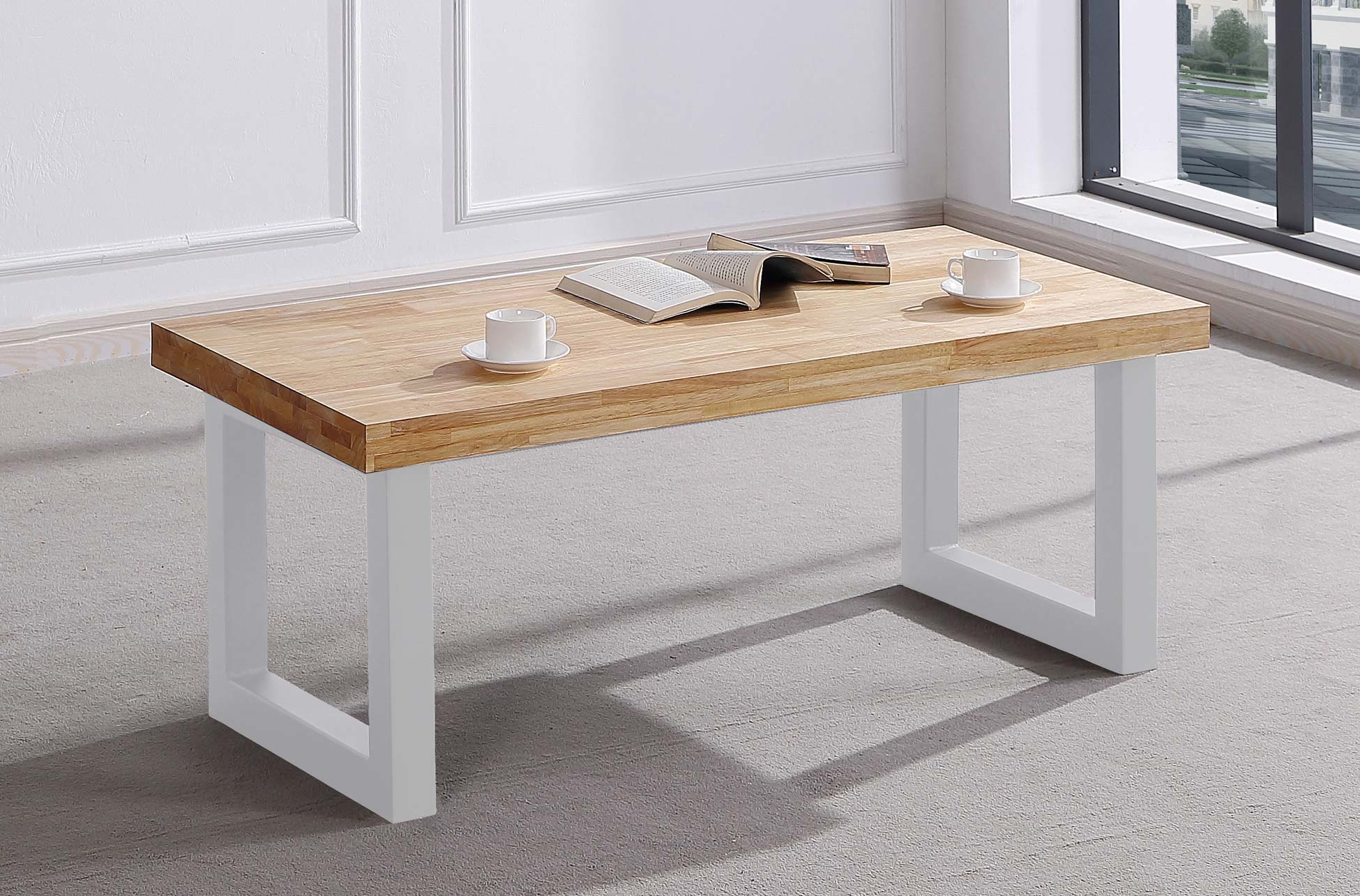 MESA CENTRO ELEVABLE LOFT 120 x 60 CM ROBLE / PATAS METALICAS