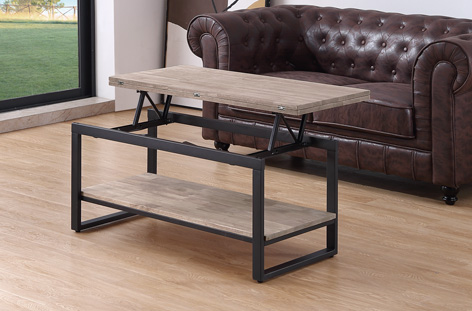 Mesa Centro Elevable Jack Roble Honey/Negro