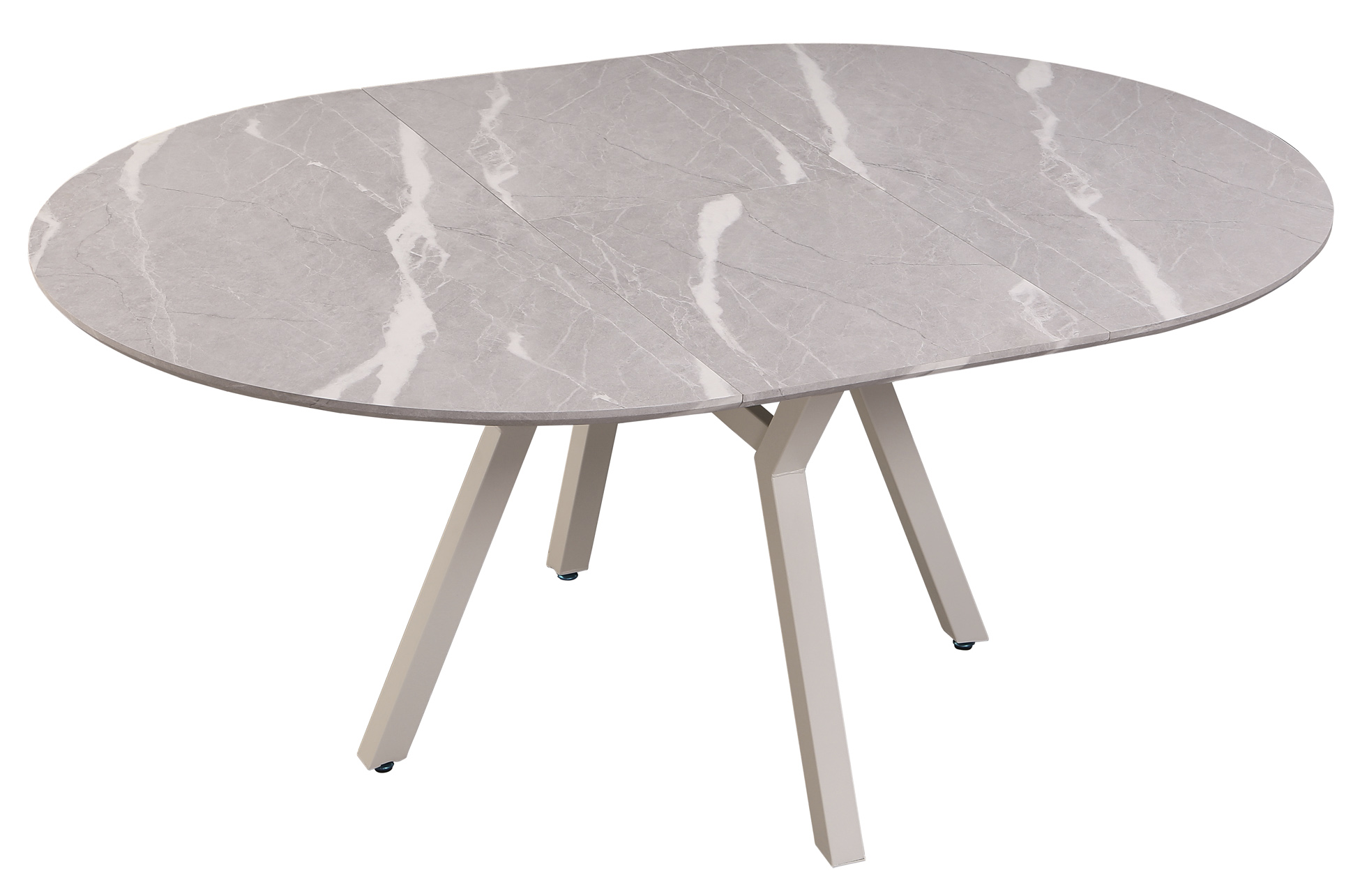 Mesa de comedor redonda extensible Paul 130–180 cm Ceramic Grey / Blanco