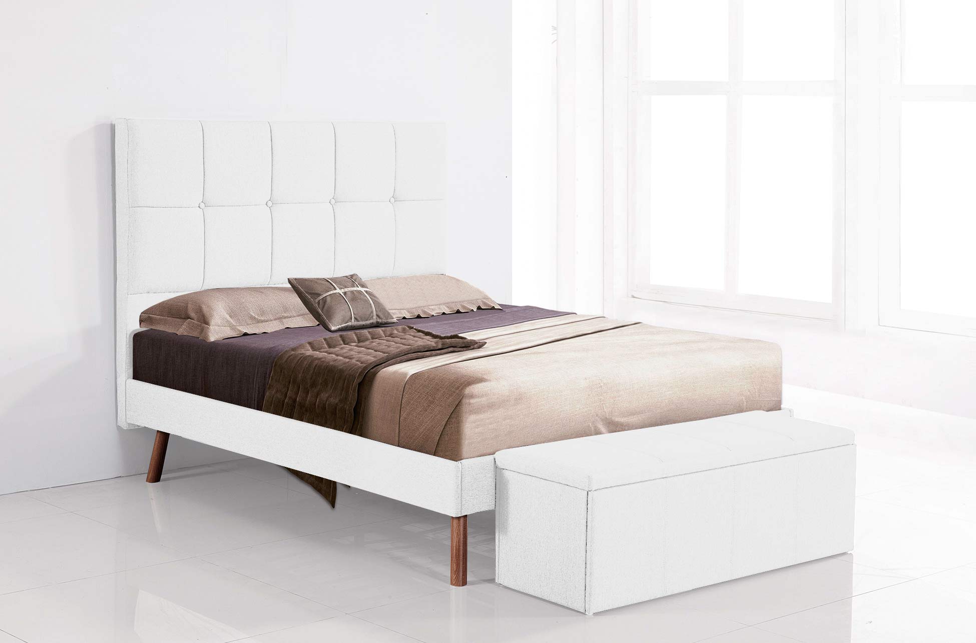 ARO TAPIZADO PARA CAMA NORDIK 160 SÍMIL PIEL BLANCO